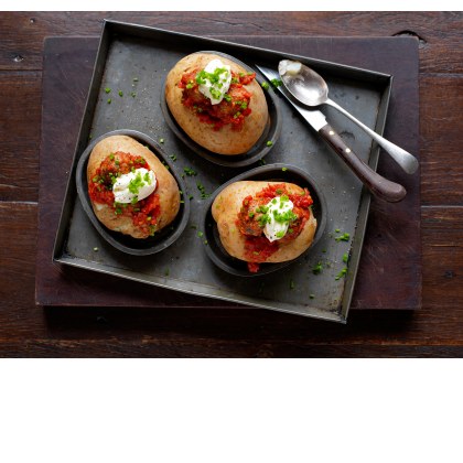 Jacket Potatoes With Meatballs