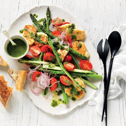 Asparagus, Tomato & Haloumi Salad