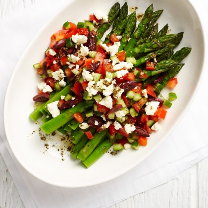 Asparagus with Greek Salad Dressing