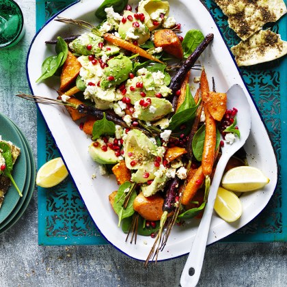 Warm Moroccan Avocado and Roasted Vegetable Salad