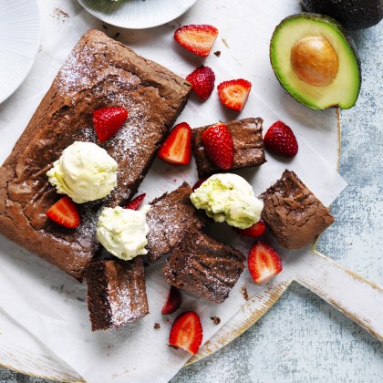 Decadent Avocado Brownie with Easy Avocado Ice-cream
