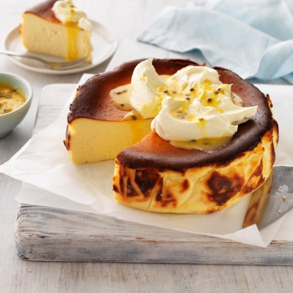 Basque Cheesecake with Passionfruit Curd
