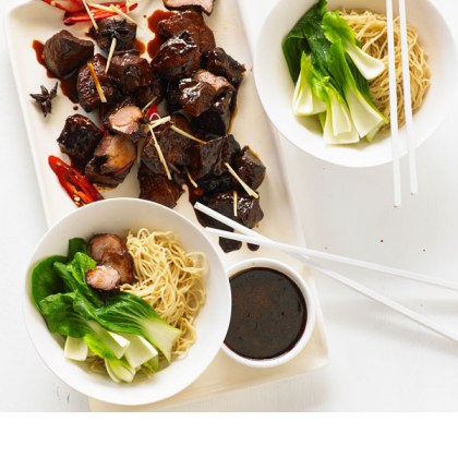 Red Braised Pork with Egg Noodles