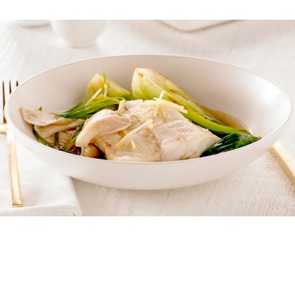 Steamed Fish with Ginger & Oyster Mushrooms