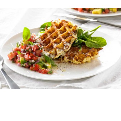 Potato Rosti with Tomato Salsa Waffle