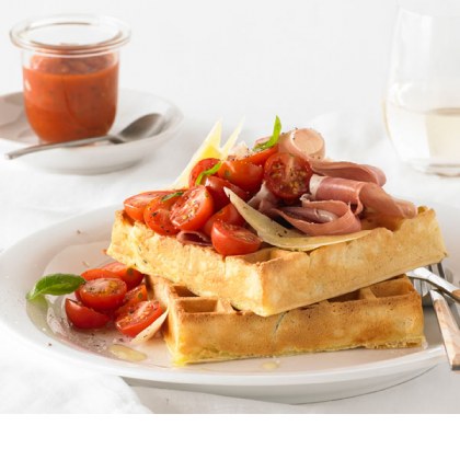 Zucchini, Prosciutto and Parmesan Waffle