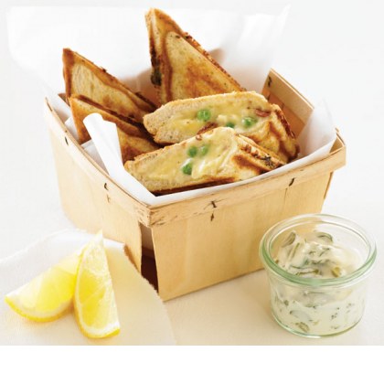 Monkfish, Bacon and Green Pea Jaffle