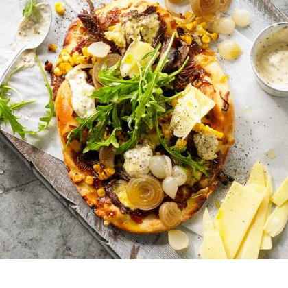 Beef Brisket, Toasted Corn & Whole Grain Mustard Pizza