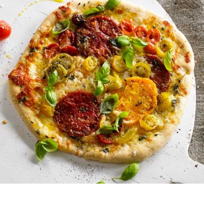 Spelt Pizza with Roasted Tomatoes & Mozzarella