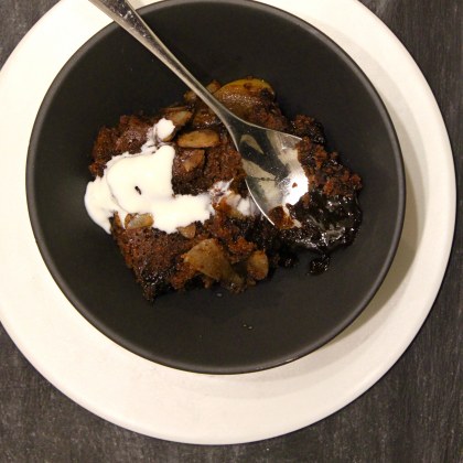 Chocolate, Pear and Almond Pudding