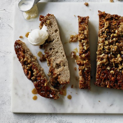 Upside Down Banana and Walnut Cake