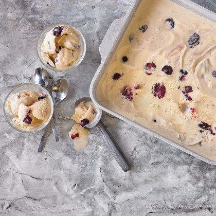 Smoked Bourbon Cherry Ice Cream