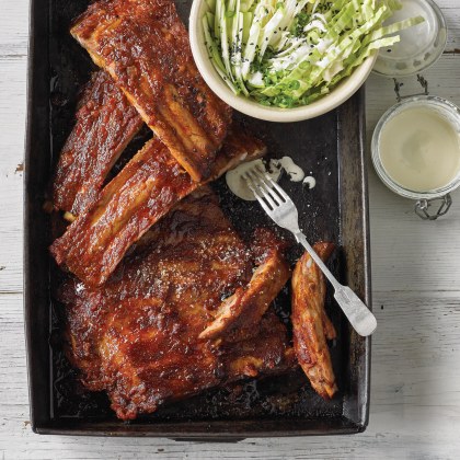 Smoked Pork Ribs with Coleslaw