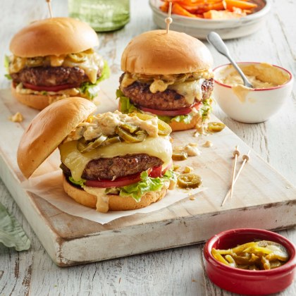 Burger with Oozy Melted Mozzarella and Special Sauce