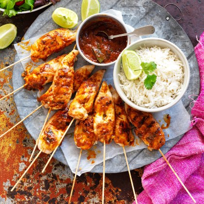 Butter Chicken Skewers with Salad