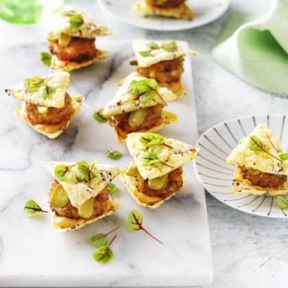 Corn Chip Sliders with Crumbed Fish Patties