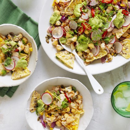 Chilli and Lime Roasted Cauliflower Nachos