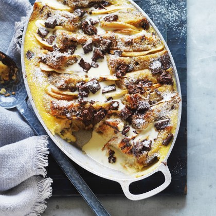 Pear and Chocolate Bread and Butter Pudding
