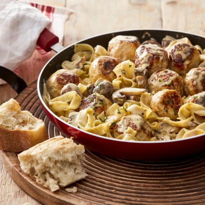 Chicken Meatballs in a Creamy Mushroom Sauce