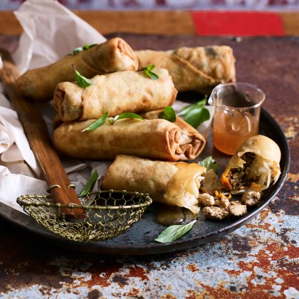 Chicken Spring Rolls with Plum Sauce