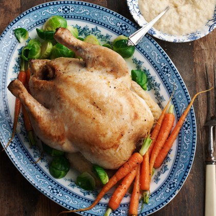 Pot Roasted Chicken in Milk with Homestyle Bread Sauce