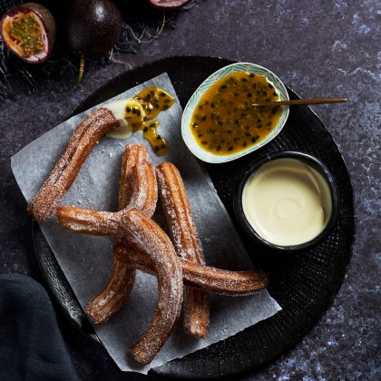 Tropical Churros with Passionfruit Sauce