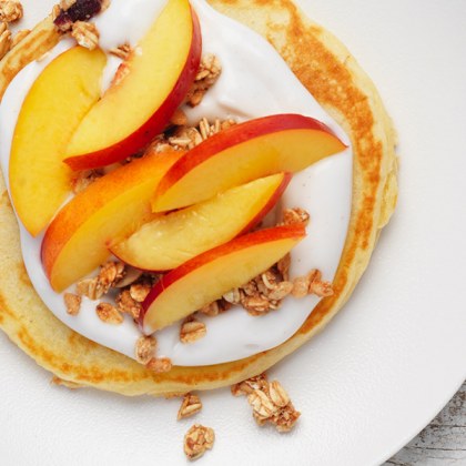 Coconut Yoghurt, Granola and Nectarine Pancake