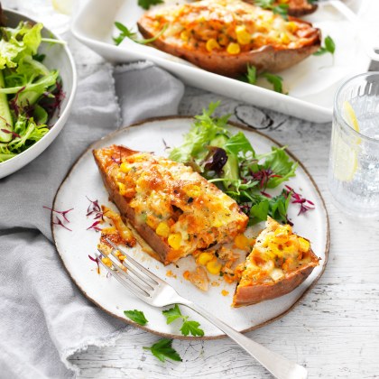 Corn and Tuna Sweet Potatoes