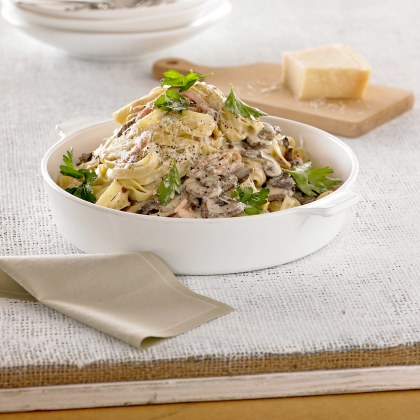 Creamy Mushroom & Bacon Fettuccine