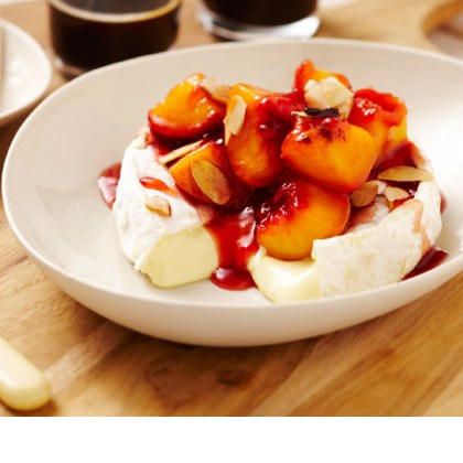 Camembert with Peach and Clove Relish and Almonds