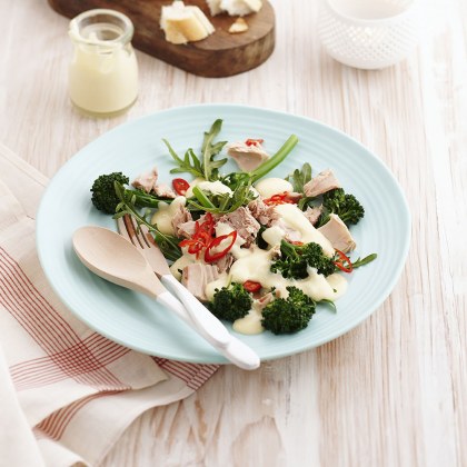 Cheese Sauce Tuna and Broccolini Warm Salad