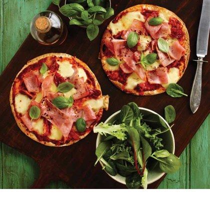 Ham and Bocconcini Tostadas