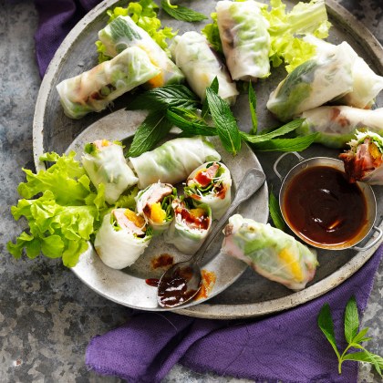 Duck, Orange and Mint Rice Paper Rolls