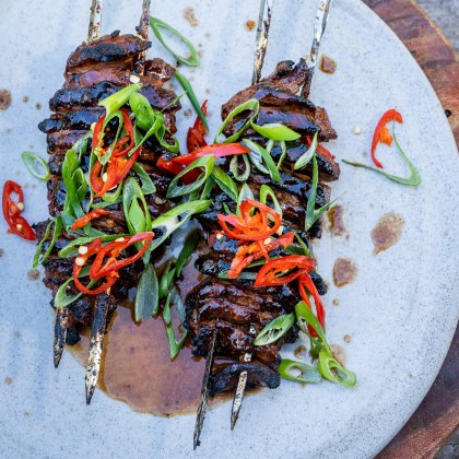 Grilled Luv-a-Duck Breast Skewers with Street BBQ Chinese Seasoning