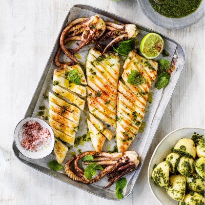 Easy As BBQ Aussie Squid with Salsa Verde