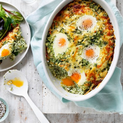 Egg and Spinach Rice Bake