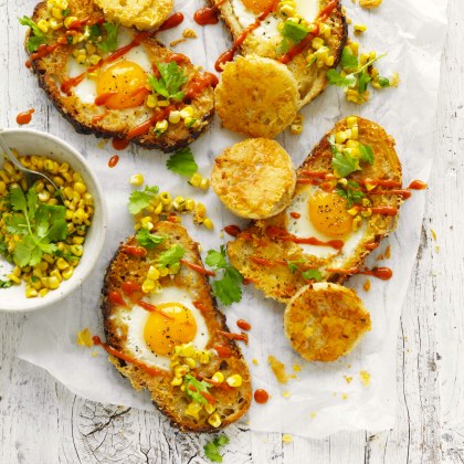 Cheesy Egg in the Hole with Corn Salsa