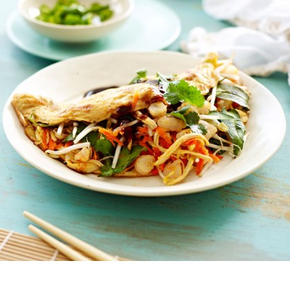 Asian Prawn and Chicken Omelette