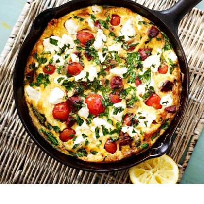 Chorizo, Tomato and Feta Pan Omelette