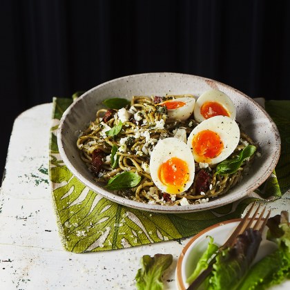Pesto Pasta with Eggs