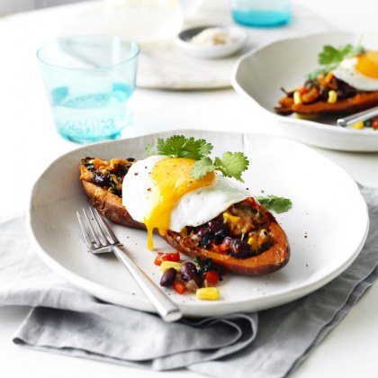 Mexican Filled Sweet Potatoes with Egg