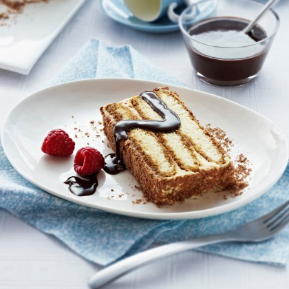 Tiramisu Gateau with Mocha Sauce