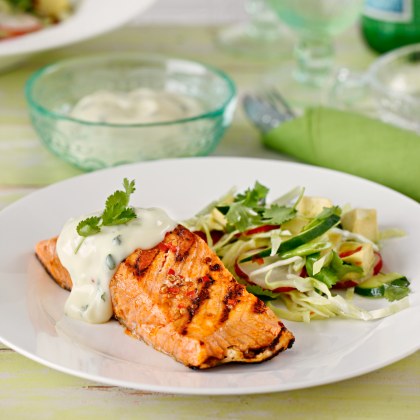 Mexican Inspired Grilled Salmon with Garlic Aioli