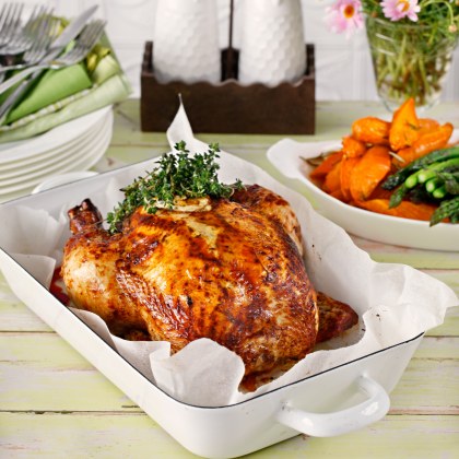 Roast Chicken with Creamy Herb Stuffing