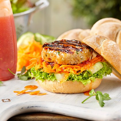 Peanut Butter Satay Chicken Burgers