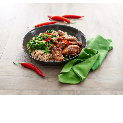 Sticky Chicken and Noodles