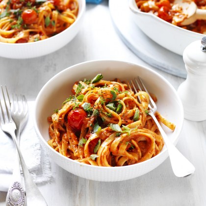 Creamy Tomato and Herb Fettuccine