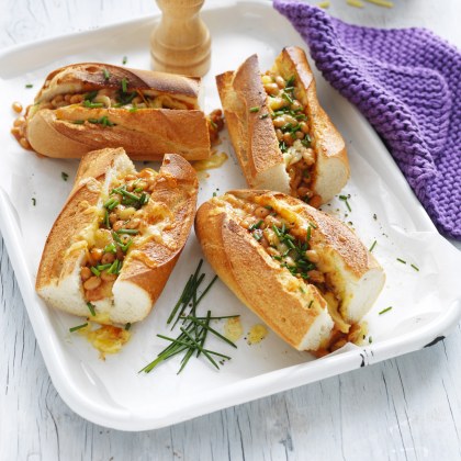 Italian Cheesy Baked Bean Baguettes
