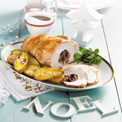 Oven Roasted Turkey Breast with Walnut and Cranberry Stuffing