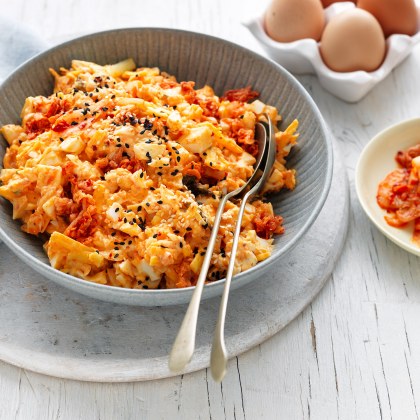 Spicy Kimchi and Cheese Egg Salad